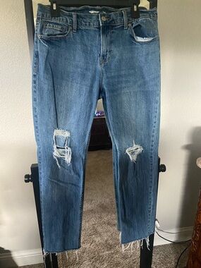 Old Navy Blue Distressed Boyfriend Jeans